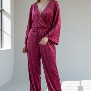 a new day Women's Wide Leg Jumpsuit - Burgundy